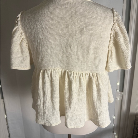 Bohemian Linen Cream Blouse with Colorful Embroidery XL - Picture 3 of 7